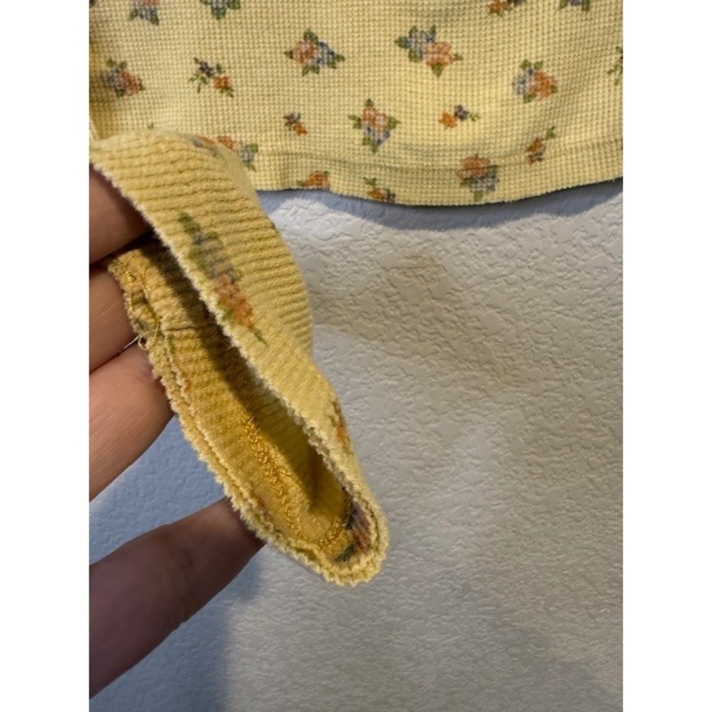 WE THE FREE Free People Yellow Floral Waffle Knit Long Sleeve Top M - Picture 6 of 9